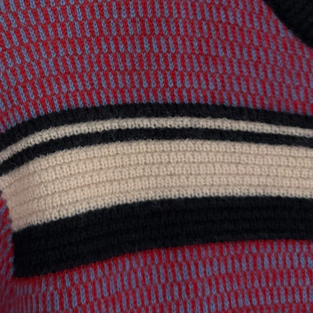 Scotch & Soda Mens Striped Crewneck Sweater Burgundy Navy Cream Wool Blend M